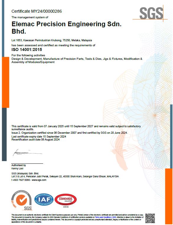 ISO 14001:2015 Certificate